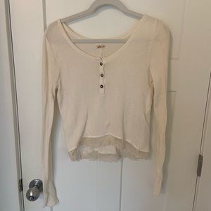 Hollister Cream Lacy Top